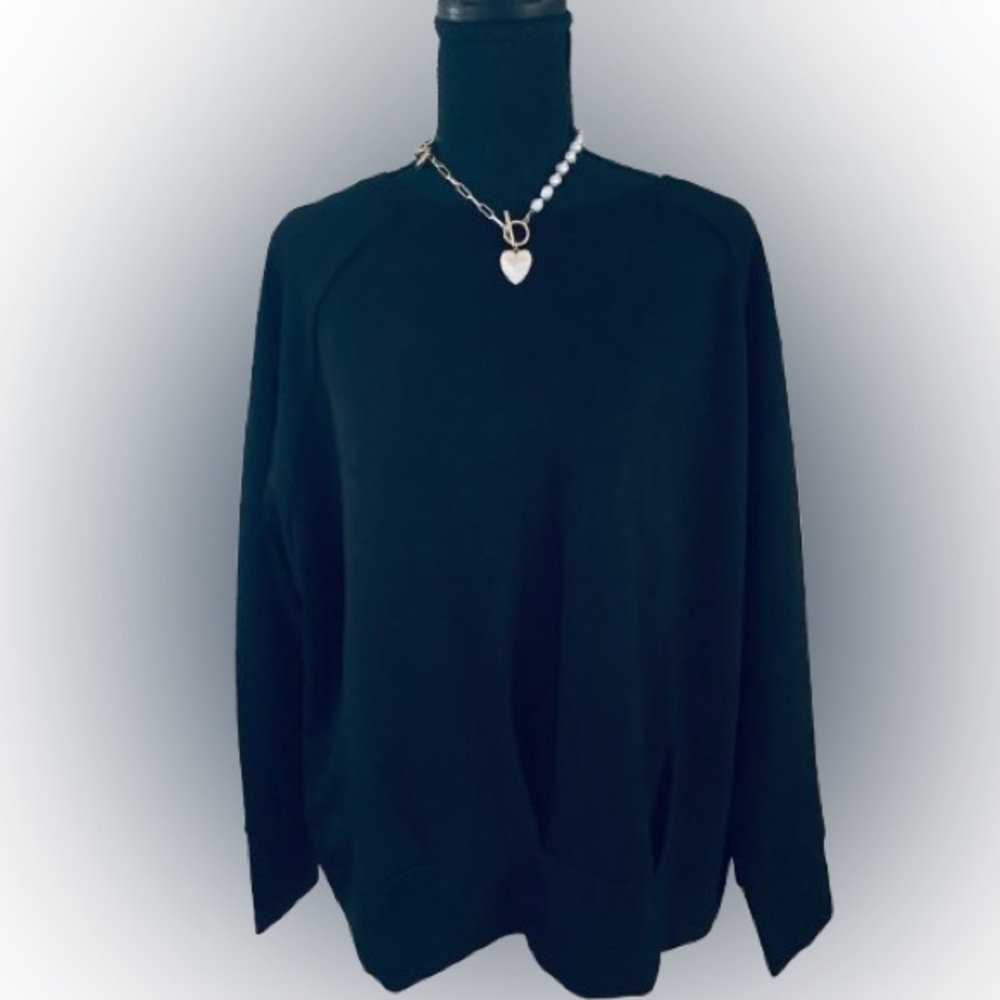 T Tahari Brand new Plus Size Elegant Black Crew Neck Sweater